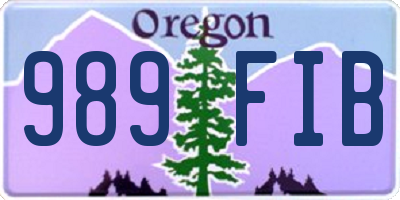 OR license plate 989FIB