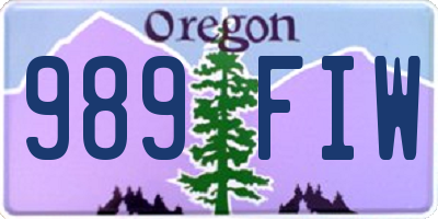 OR license plate 989FIW