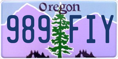 OR license plate 989FIY