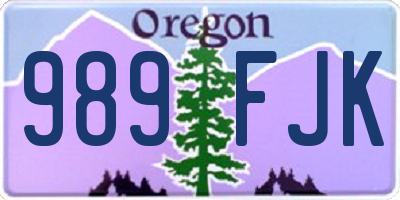 OR license plate 989FJK