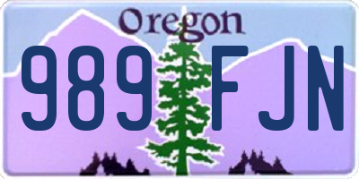 OR license plate 989FJN