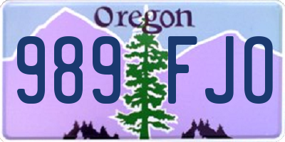 OR license plate 989FJO