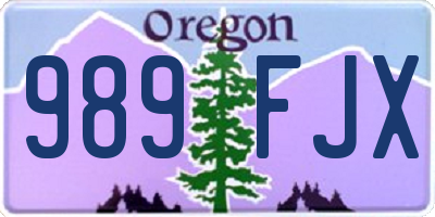 OR license plate 989FJX
