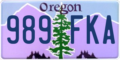 OR license plate 989FKA