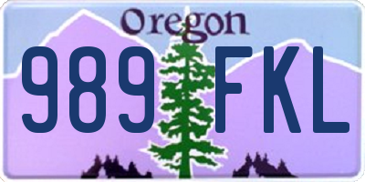 OR license plate 989FKL
