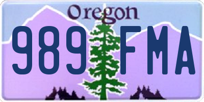 OR license plate 989FMA