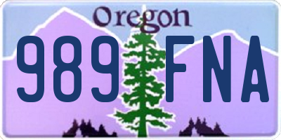 OR license plate 989FNA