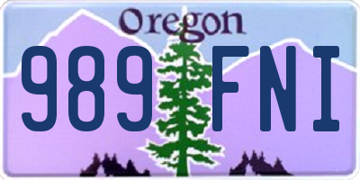OR license plate 989FNI