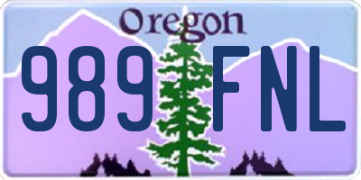 OR license plate 989FNL