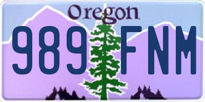 OR license plate 989FNM