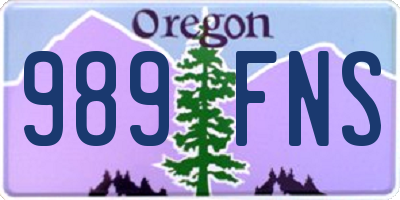 OR license plate 989FNS