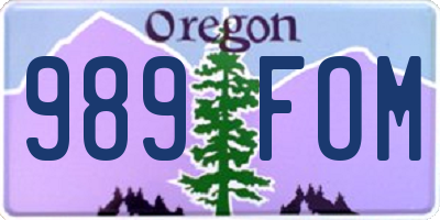 OR license plate 989FOM