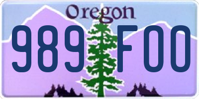 OR license plate 989FOO