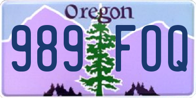 OR license plate 989FOQ