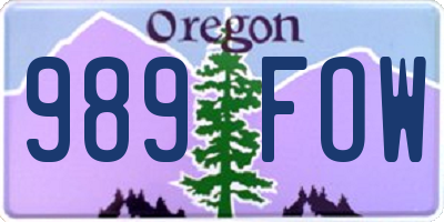 OR license plate 989FOW