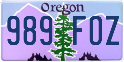OR license plate 989FOZ