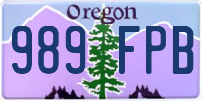 OR license plate 989FPB
