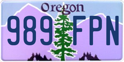 OR license plate 989FPN
