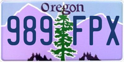 OR license plate 989FPX