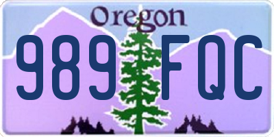 OR license plate 989FQC