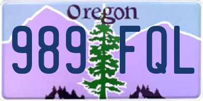 OR license plate 989FQL