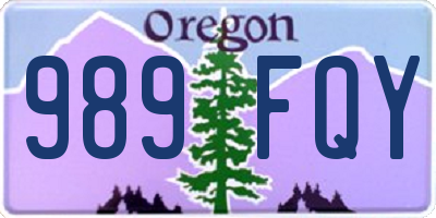 OR license plate 989FQY