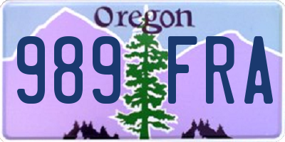 OR license plate 989FRA