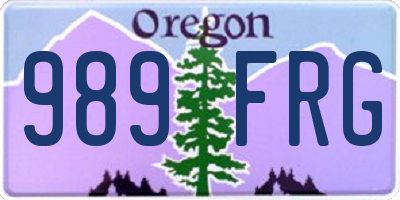 OR license plate 989FRG