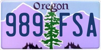 OR license plate 989FSA