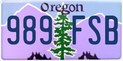 OR license plate 989FSB