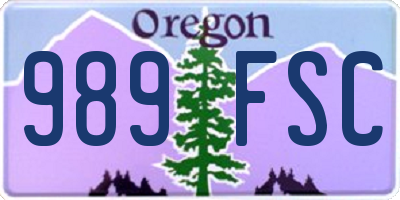 OR license plate 989FSC
