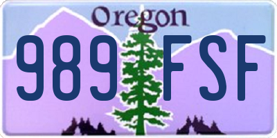 OR license plate 989FSF