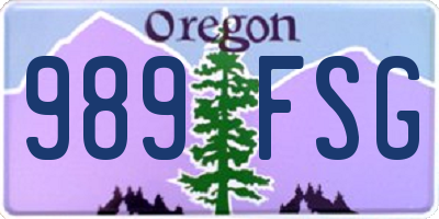 OR license plate 989FSG
