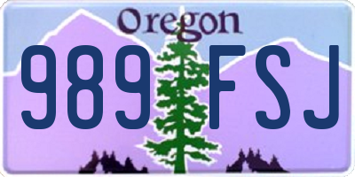 OR license plate 989FSJ