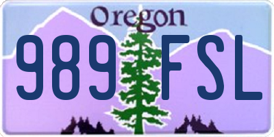 OR license plate 989FSL
