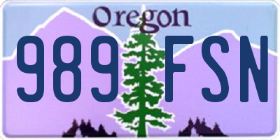 OR license plate 989FSN