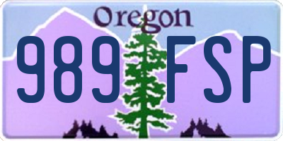 OR license plate 989FSP