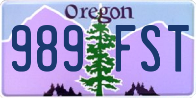 OR license plate 989FST
