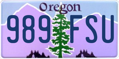OR license plate 989FSU