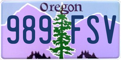OR license plate 989FSV