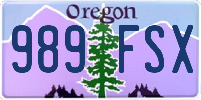 OR license plate 989FSX