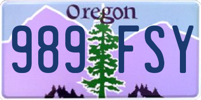 OR license plate 989FSY