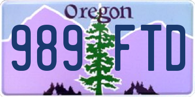 OR license plate 989FTD