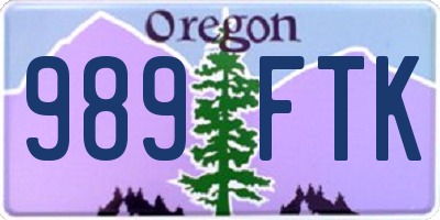 OR license plate 989FTK