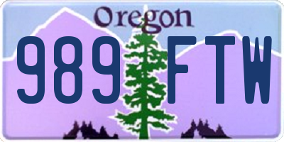 OR license plate 989FTW