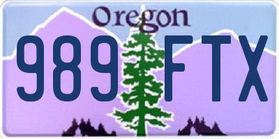 OR license plate 989FTX