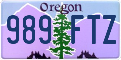 OR license plate 989FTZ