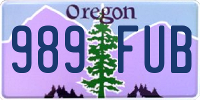 OR license plate 989FUB