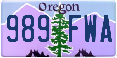 OR license plate 989FWA