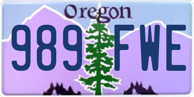 OR license plate 989FWE